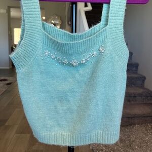 Knitwear top with faux pearls